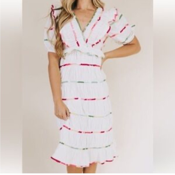 Storia Rainbow Striped Dress Size Medium - Picture 2 of 9